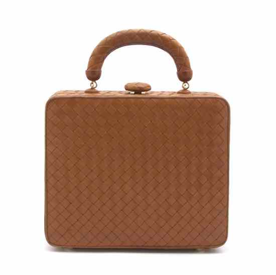 Appraisal: A Bottega Veneta Tan Woven Leather Hardsided Purse Labeled Bottega