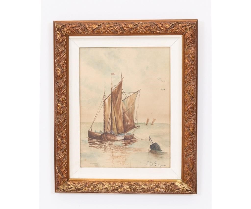 Appraisal: Franklin Dullin Briscoe - PA MA watercolor of sail boats