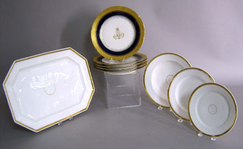 Appraisal: Three Paris porcelain plates together with a platter and Limoges