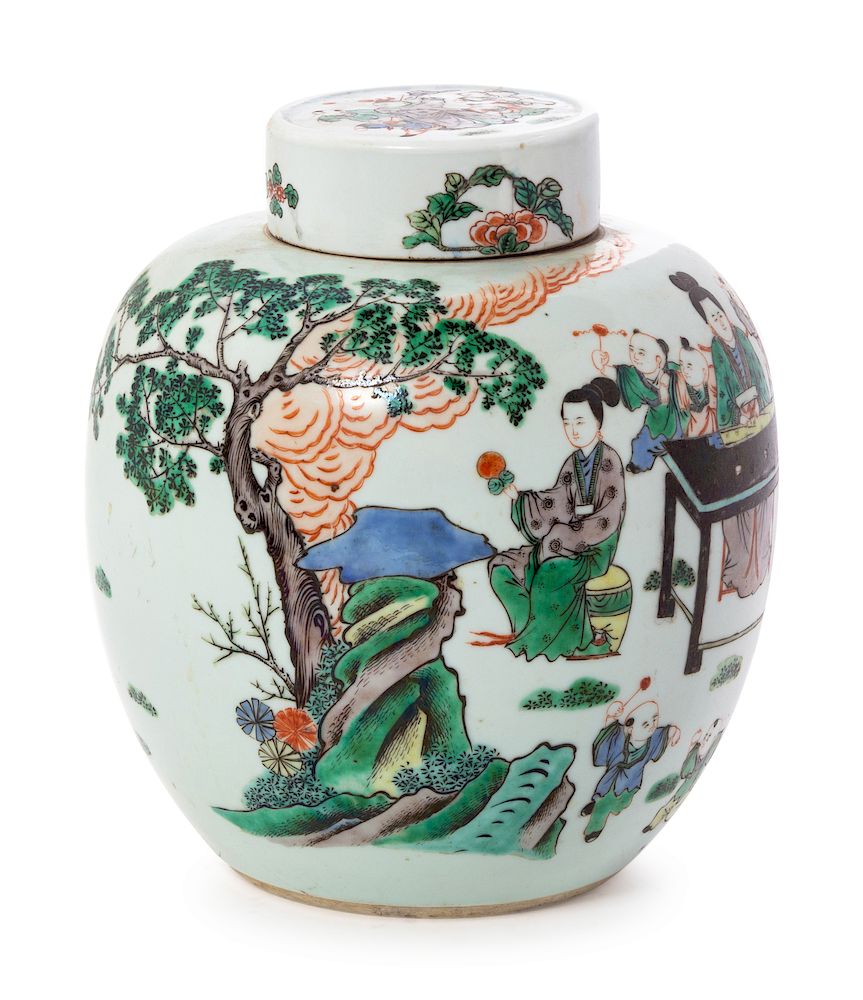 Appraisal: A Famille Verte Porcelain Covered Jar Overall height in cm