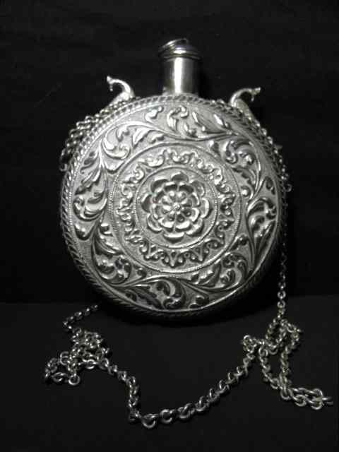 Appraisal: Sterling silver drinking canteen Figural with two birds on each