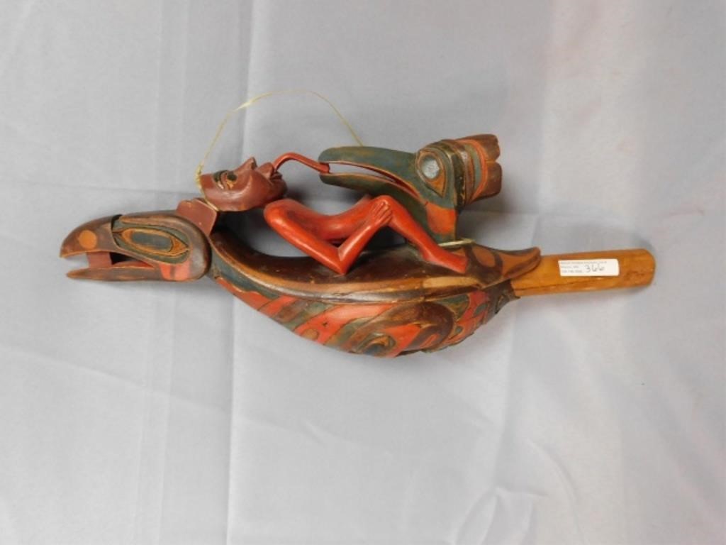 Appraisal: NORTHWEST COAST RAVEN RATTLE TH CENTURY Afinely carved and painted