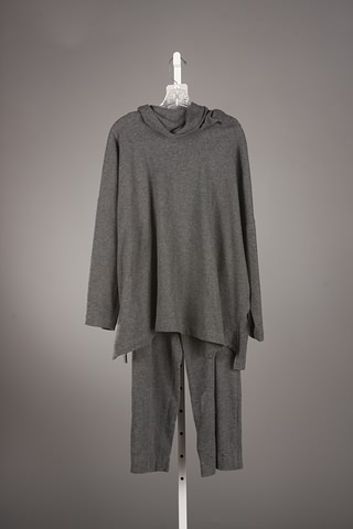 Appraisal: Eskandar dark gray cashmere sweater with matching slacks Size Good