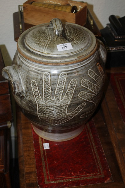 Appraisal: A STUDIO POTTERY LIDDED CROCK POT by Tony Dasent baluster