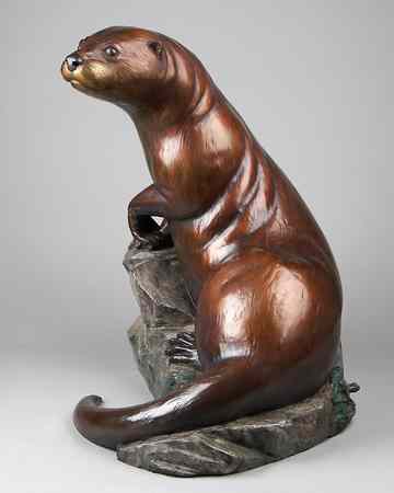 Appraisal: RIP CASWELL TROUTDALE OREGON ORIGINAL BRONZE WILDLIFE SCULPTURE ''A Sense