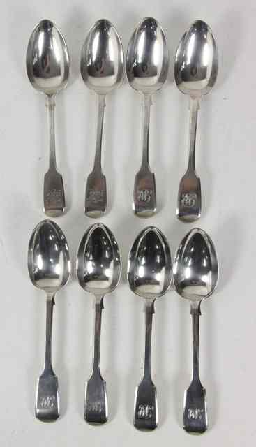 Appraisal: A set of six fiddle pattern silver dessert spoons Samuel