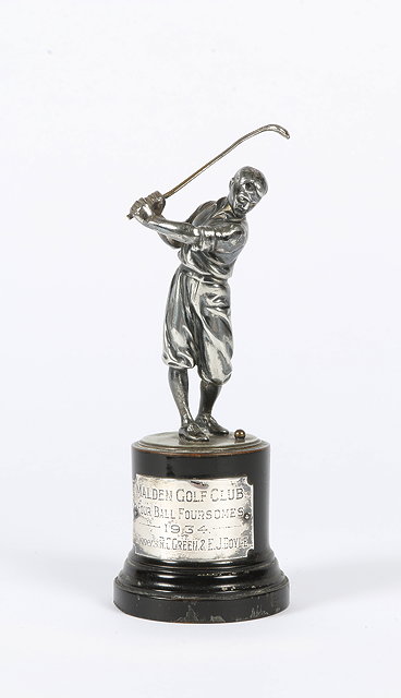 Appraisal: A SMALL EARLY TH CENTURY SILVER PLATED GERMAN GOLFING TROPHY