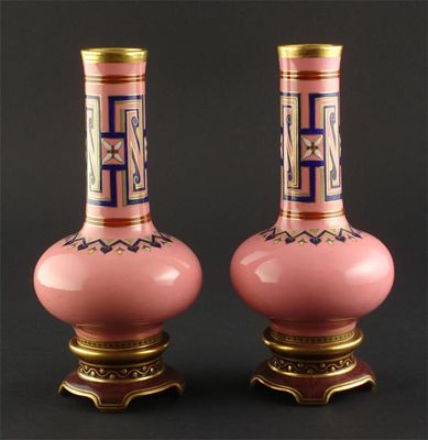 Appraisal: A pair of Minton Cloisonne vases designed by Dr Christopher