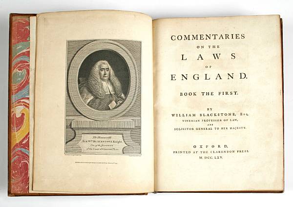 Appraisal: BLACKSTONE WILLIAM - Commentaries on the Laws of England Oxford