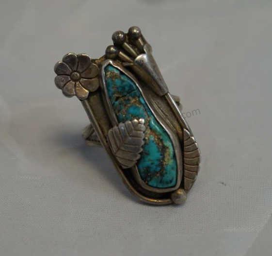 Appraisal: 's- 's Native American - Navajo large silver ring with