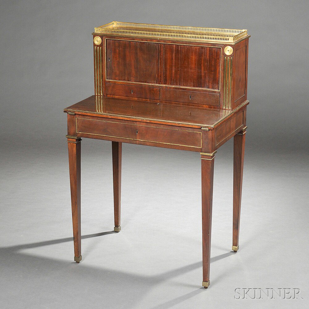 Appraisal: Directoire-style Ormolu-mounted and Mahogany-veneered Bonheur du Jour th century superstructure