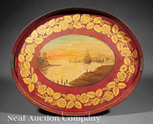 Appraisal: A Louis Philippe T le Peinte Oval Tray c red