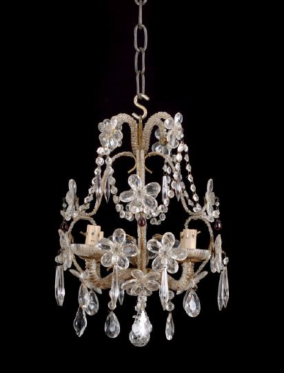 Appraisal: Northern Italian Gilt-Brass and Cut Glass Four-Light Chandelier second quarter