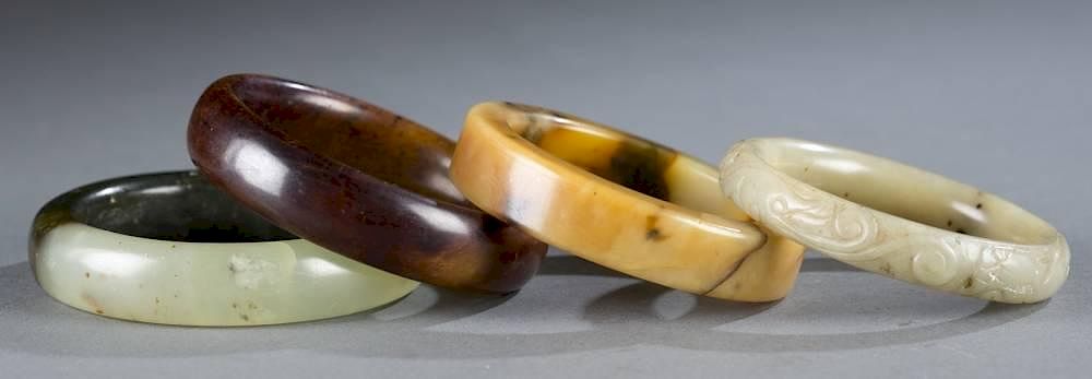 Appraisal: Group of Ching Dynasty Jade bracelets A group of Ching