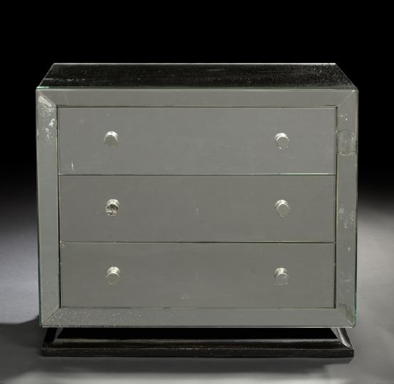 Appraisal: Art Moderne Mirrored Chest mid- th century the rectangular top