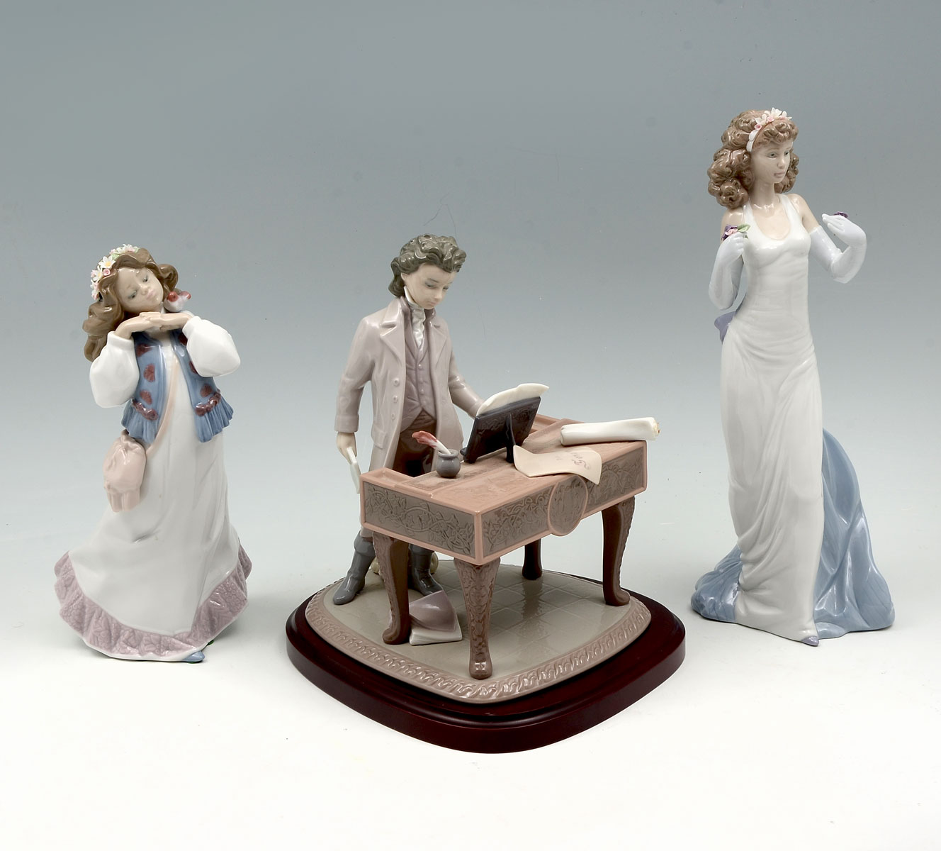 Appraisal: PC LLADRO INCLUDING ''YOUNG BEETHOVEN'' Peasant Girl with Bird ''