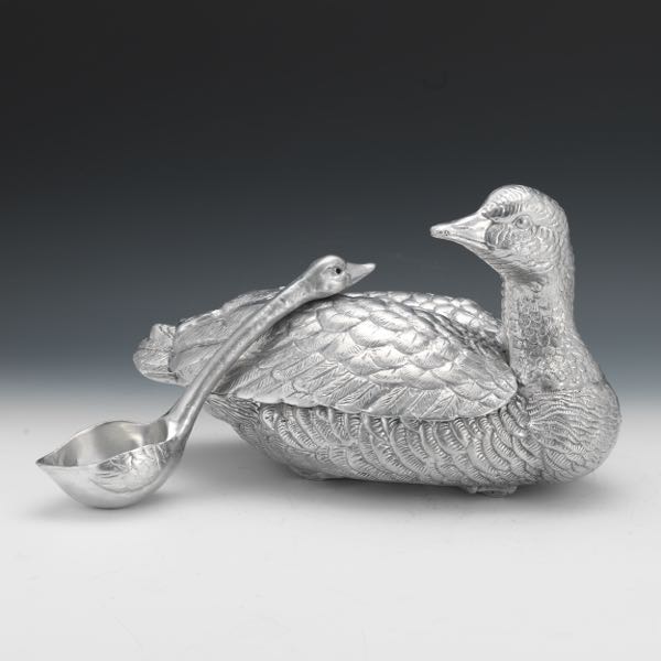 Appraisal: ARTHUR COURT FIGURAL DUCK TUREEN WITH LADLE x x Arthur