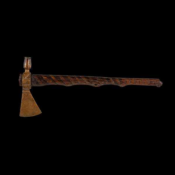 Appraisal: Plains Brass Pipe Tomahawk handle decorated with a spiraling file-branded