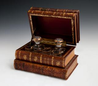 Appraisal: French Faux Book Form Liqueur Set early th c concealed