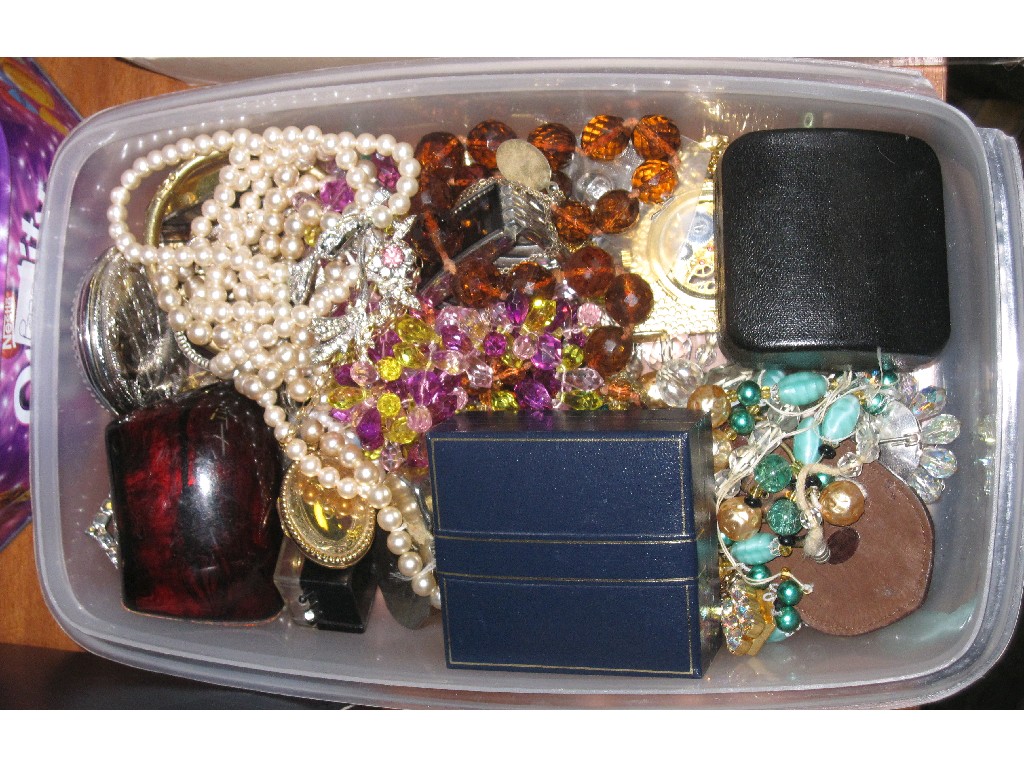 Appraisal: Box of costume jewellery watches etc