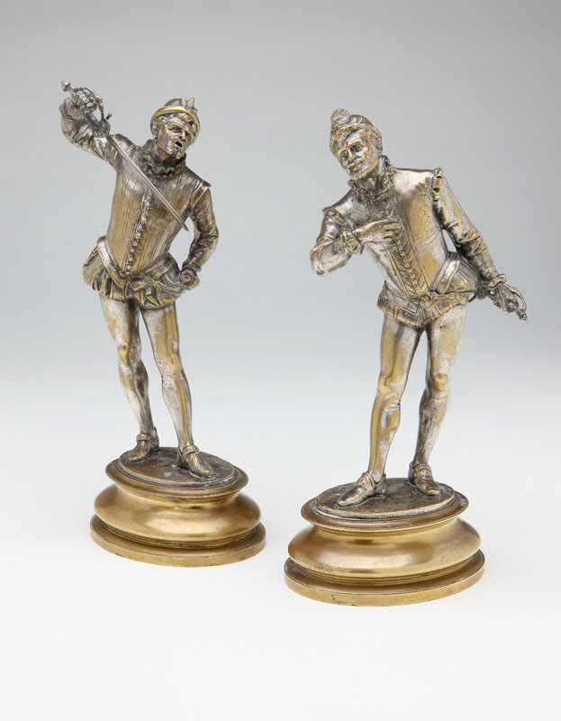 Appraisal: After Emile Corolan Hippolyte Guillemin pair of silvered bronze figures