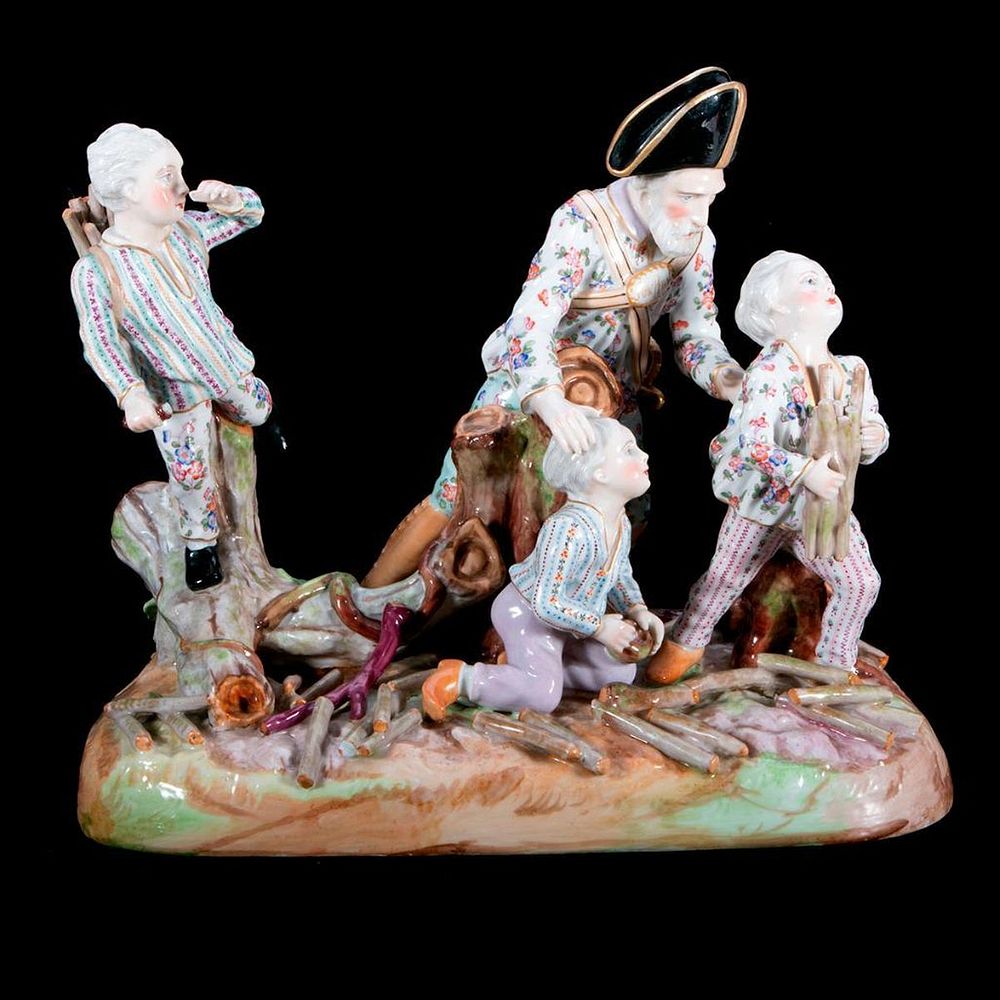 Appraisal: Two Large Meissen Figural Groups Two Meissen Figural Groups Boys