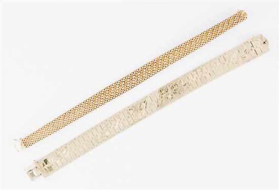 Appraisal: Yellow gold bracelets tapered woven K yellow gold bracelet L