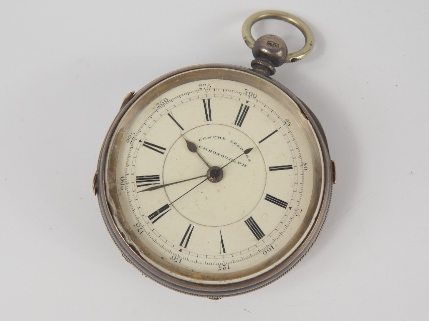 Appraisal: A Victorian silver cased gentleman's chronograph pocket watch open faced