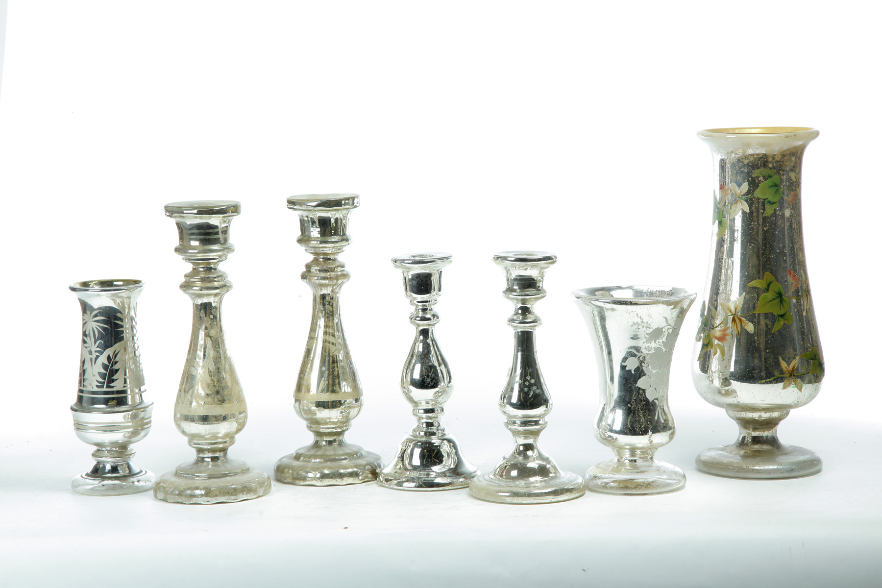 Appraisal: SEVEN PIECES OF AMERICAN MERCURY GLASS Late th century Large