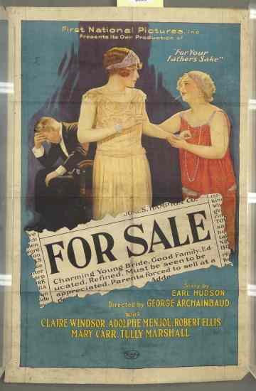 Appraisal: Vintage movie poster ''For Sale Story By Earl Hudson Directed