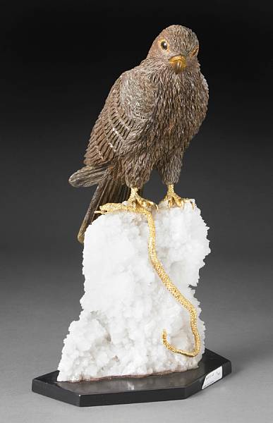 Appraisal: Carving of a Falcon By Jose Yantas An imposing jasper