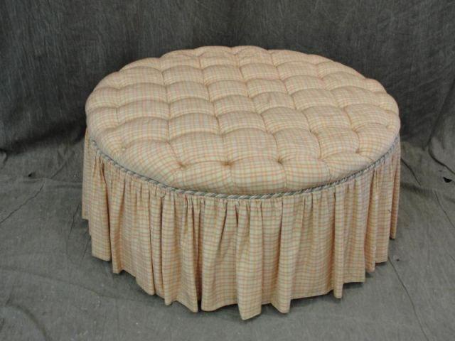 Appraisal: Upholstered and Tufted Round Ottoman From a Larchmont home Dimensions