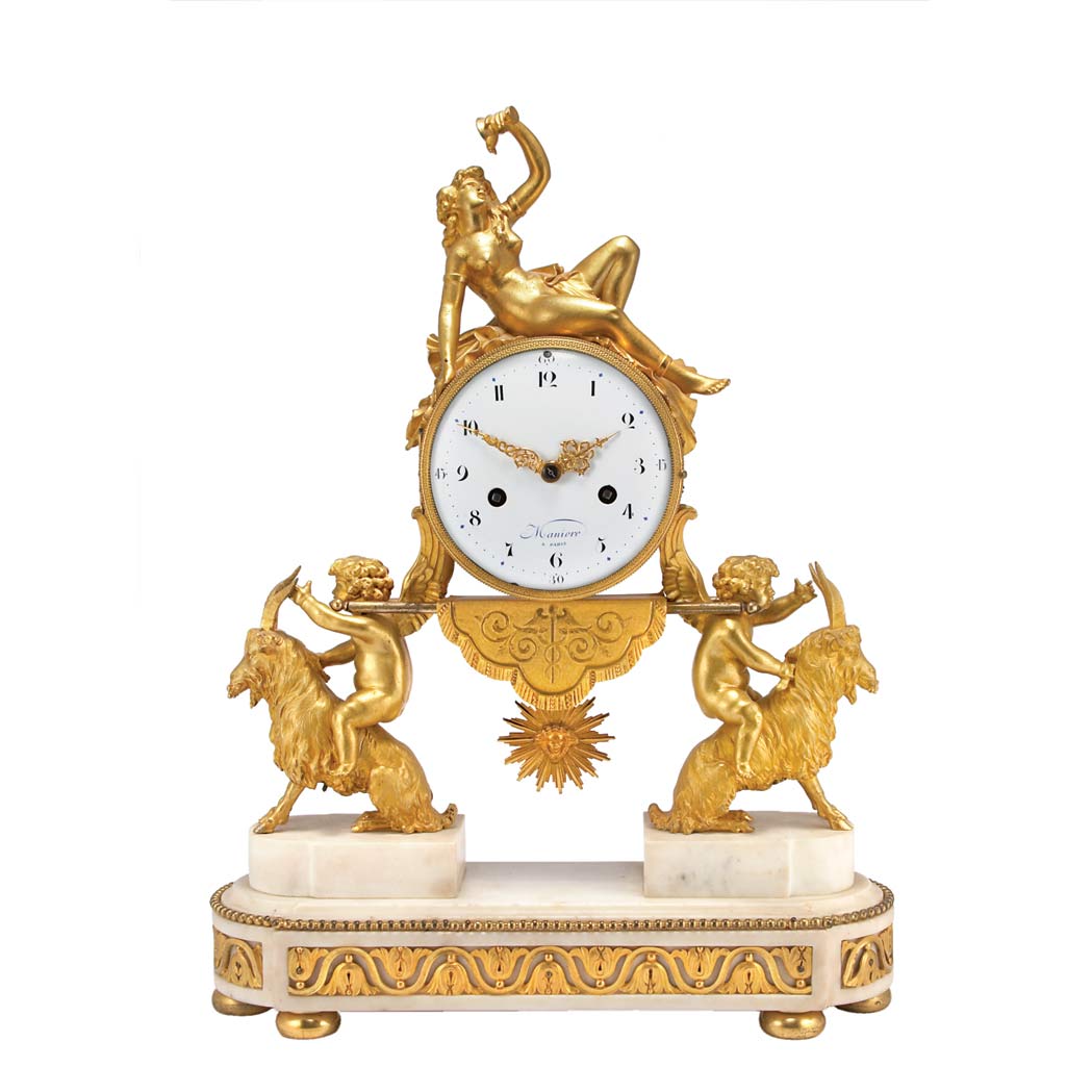 Appraisal: Louis XVI Gilt-Bronze and Marble Mantel Clock Late th century