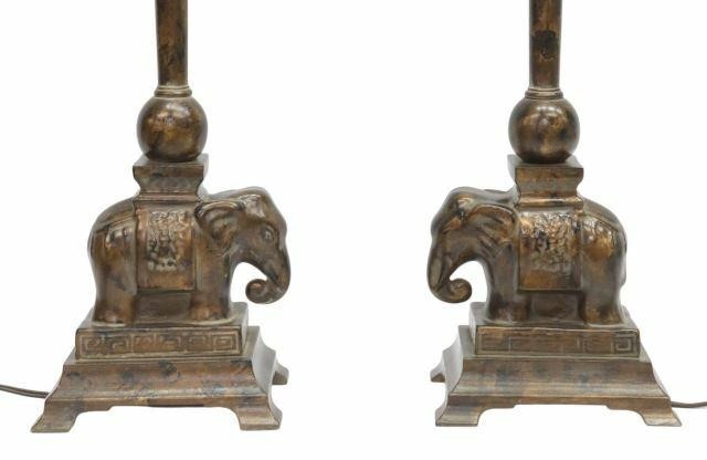 Appraisal: pair Decorative table lamps Lamp Crafters late th c bronze-tone