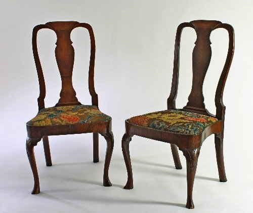 Appraisal: A pair of George II splat back chairs with needlework