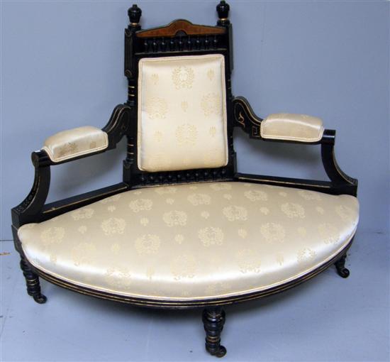 Appraisal: th century ebonised walnut and gilt banquette hall seat h