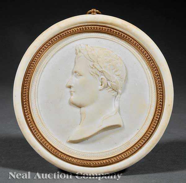 Appraisal: A Continental Gilt Bronze-Mounted Bisque Porcelain Plaque of Napoleon early