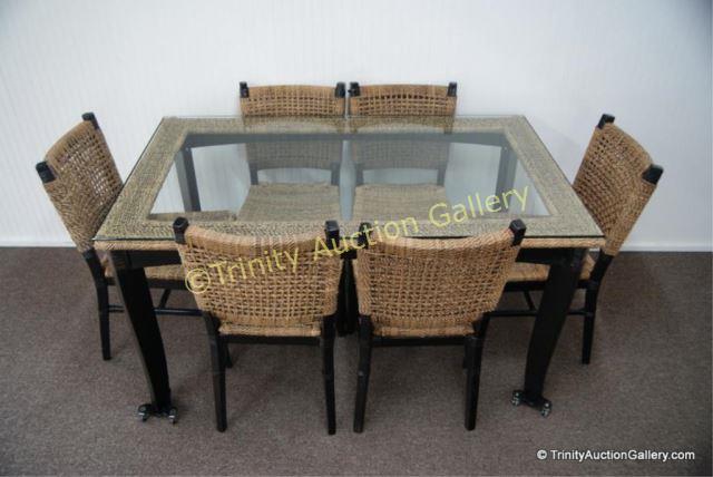 Appraisal: Contemporary Glass Top Dining Table w Chairs This is for