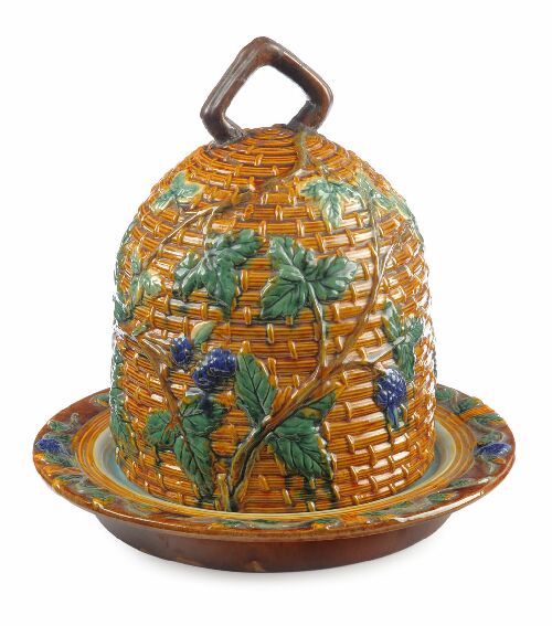 Appraisal: A th century Minton majolica stilton dish and cover modelled