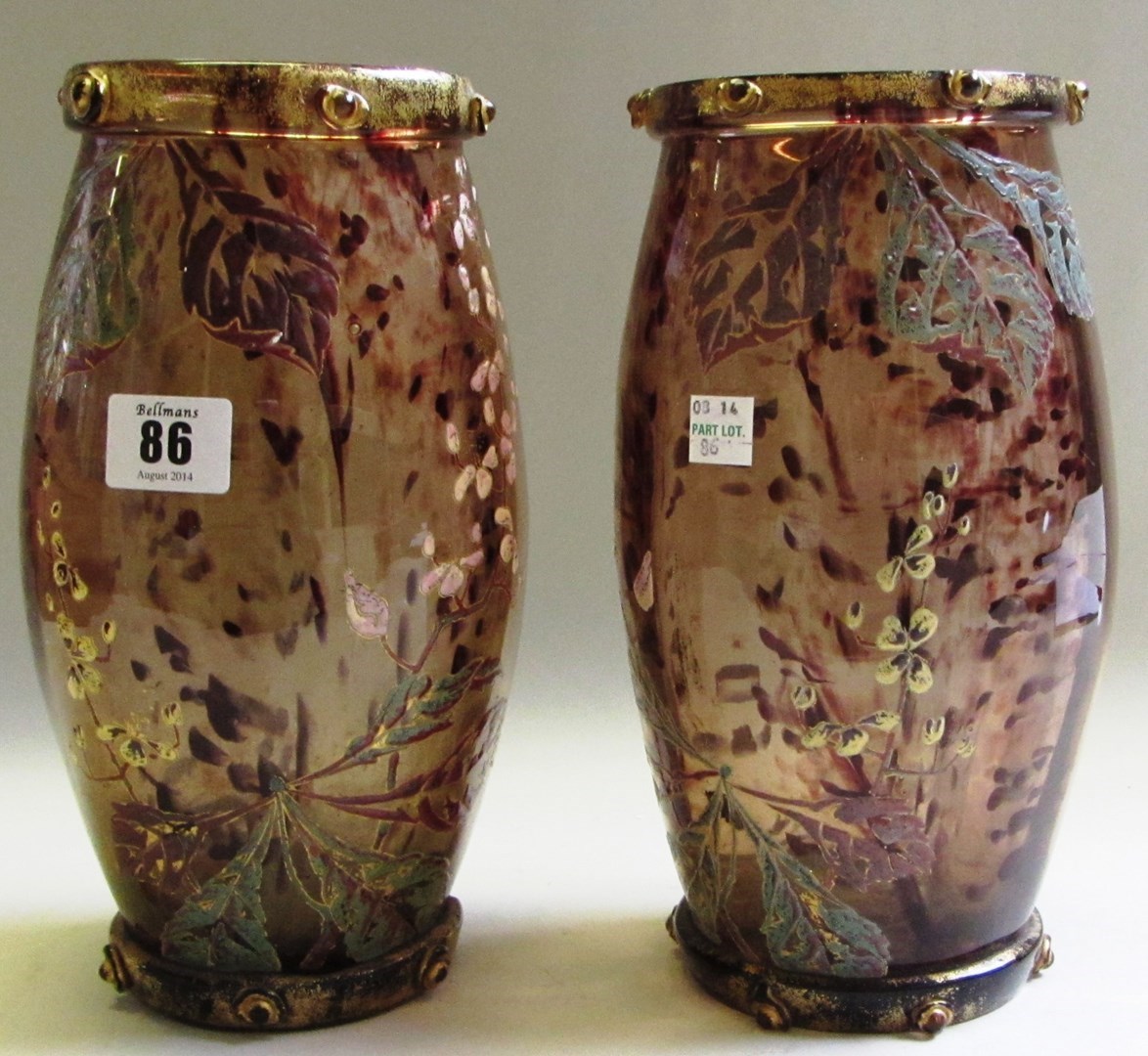 Appraisal: A pair of Continental glass vases early th century each