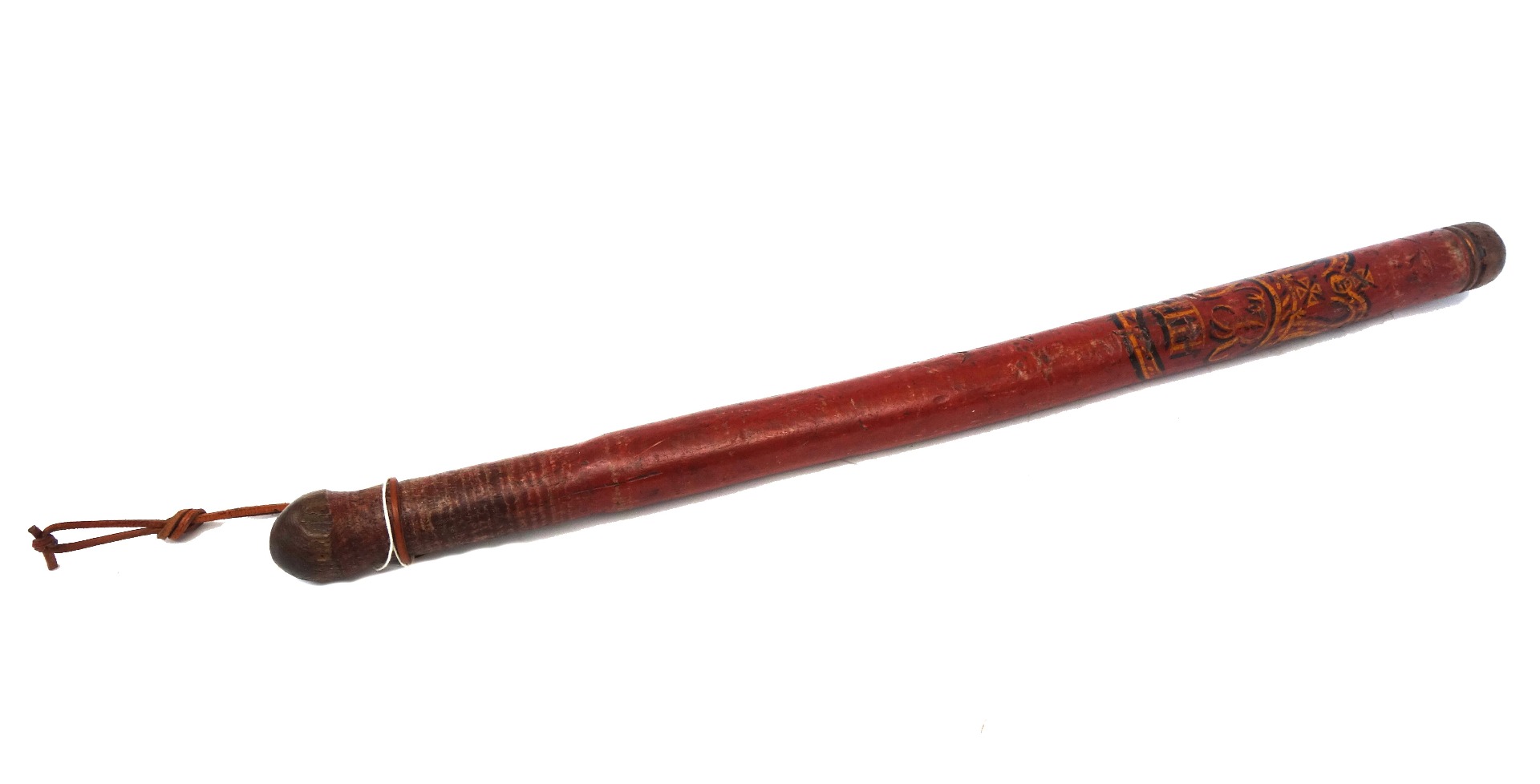 Appraisal: A William IV wooden truncheon red painted with gilt WRIIII