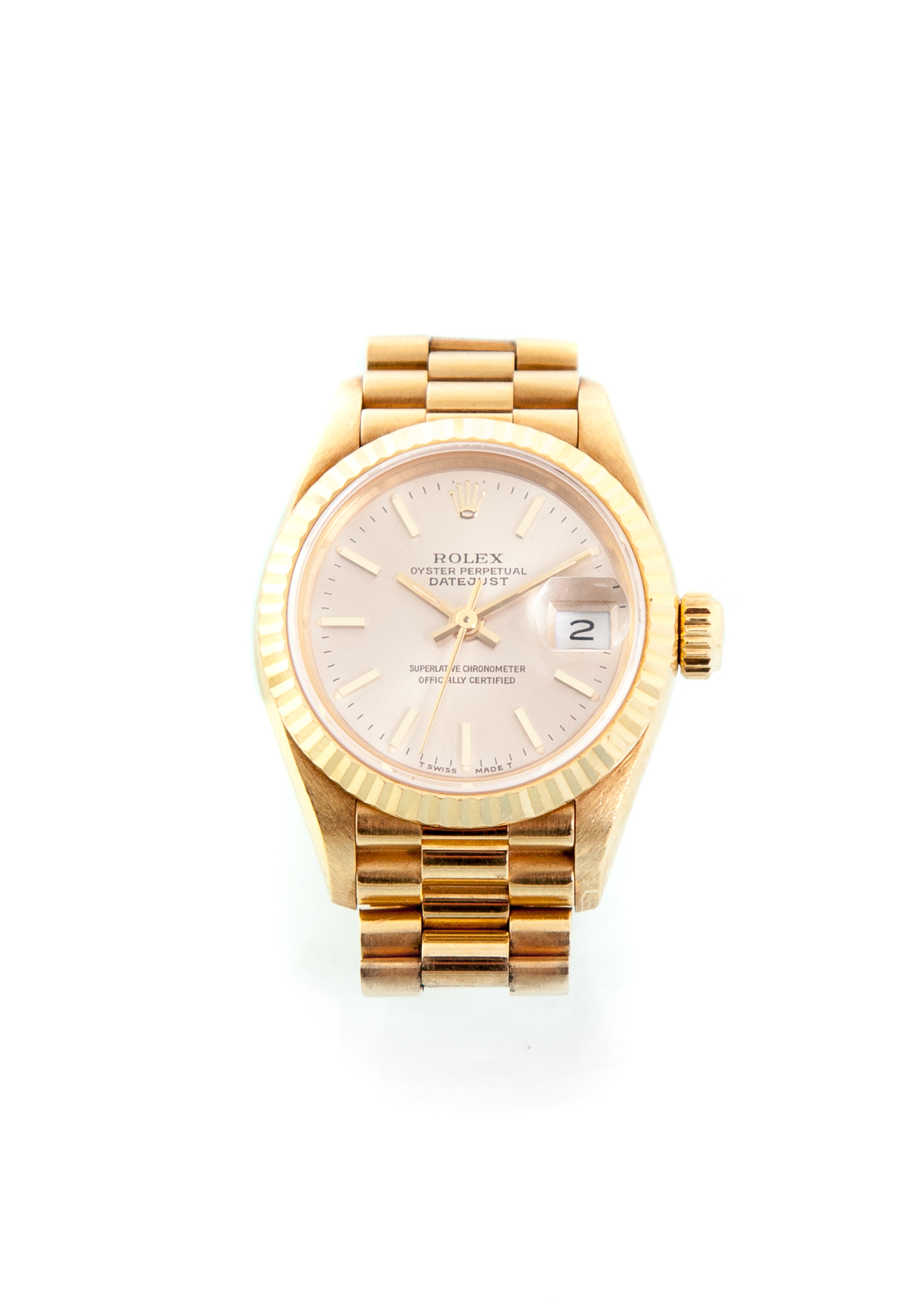 Appraisal: LADIES' GOLD OYSTER PERPETUAL DATEJUST WRIST WATCH ROLEX Switzerland th