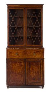 Appraisal: A Regency Mahogany and Satinwood Secretary Bookcase circa in two