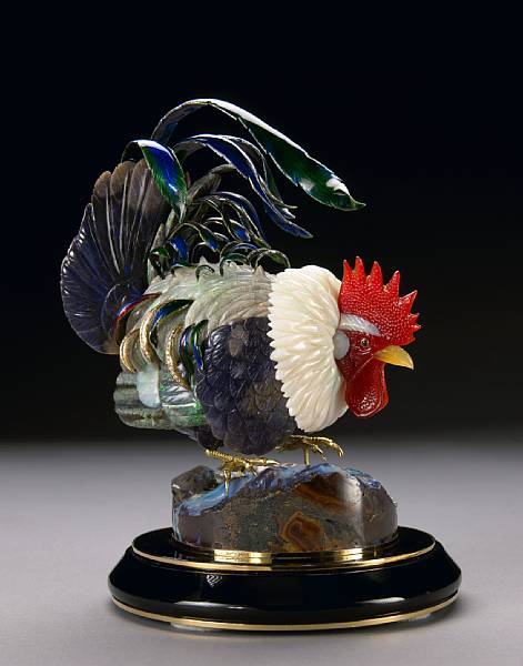 Appraisal: Fantastic Carved Opal Rooster By Manfred Wild Idar-Oberstein Germany Sure