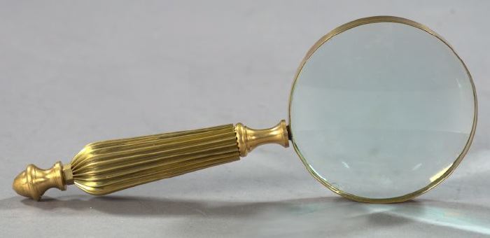 Appraisal: Large English Fluted Brass-Mounted Desk Magnifier first quarter th century