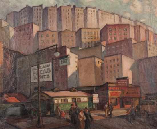 Appraisal: Janet Kellogg Reid American - City Scene oil on canvas