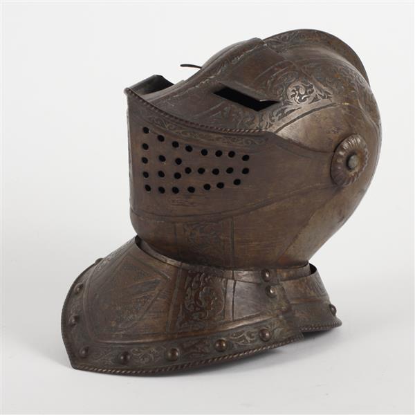 Appraisal: Miniature Helmet with etched decoration for suit of armor