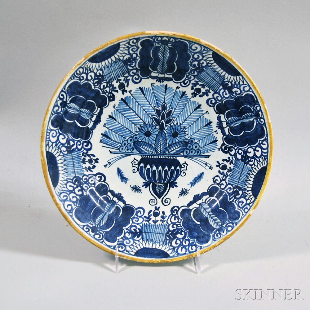 Appraisal: Blue and White Delft Plate Holland th century with yellow