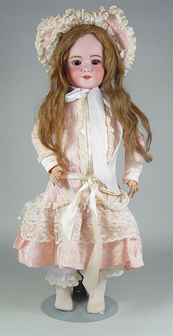 Appraisal: SFBJ French Doll French bisque head with bright coloration Brown