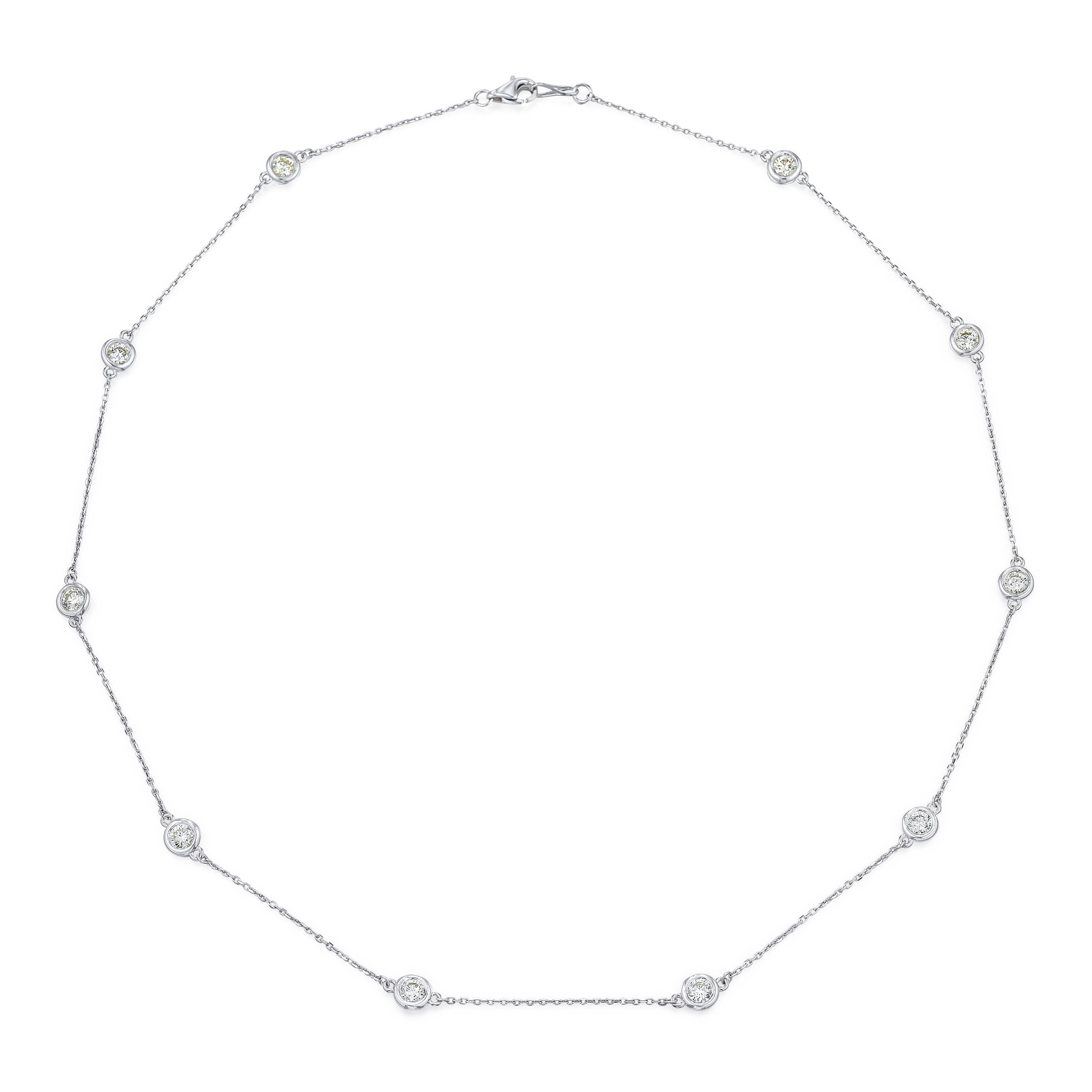 Appraisal: DIAMOND STATION NECKLACE METAL K white gold GEMSTONE S round